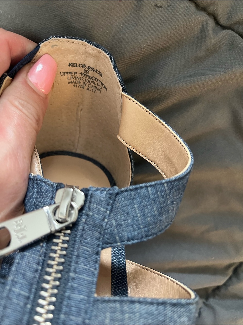 Lauren Ralph Lauren Denim Blue Zip Wedge Sandals - Picture 8 of 9
